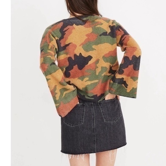Madewell Merino Wool Camo Wide Sleeve Sweater J9840 XXS New With Tags - Picture 3 of 7